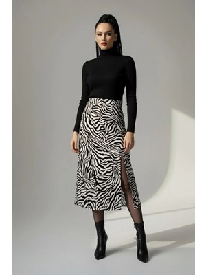 Modanı Seç Kadın Zebra Desen Midi Boy Etek