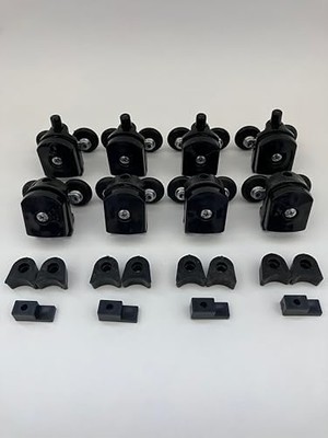 Nacario Seçenekçok Cam Duşakabin Tekerleği Metal Ayaklı Siyah Plastik 8'li Tam Set