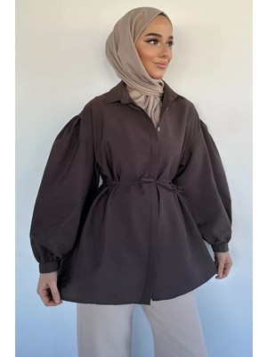Julude Balon Kol Bel Bağlamalı Gömlek Tunik P-00020588