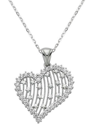 İlkyaz Fashion 925 Ayar Gümüş Kalpli Kadın Gümüş Kolye PND47138026 (72)