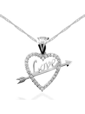 İlkyaz Fashion 925 Ayar Gümüş Love Oklu Kalp Kadın Gümüş Kolye PND47138233 (72)