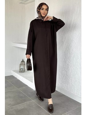 Julude Puane Kol Güpür Detaylı Boydan Düğmeli Bel Bağlamalı Tesettür Elbise P-00020576