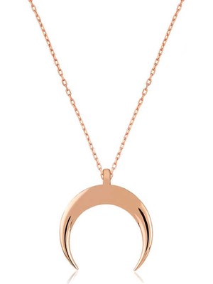 İlkyaz Fashion 925 Ayar Gümüş Hilal Kadın Gümüş Kolye PT2610795 (72)