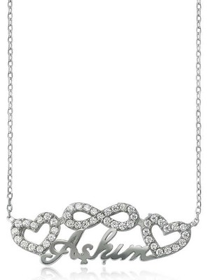 İlkyaz Fashion 925 Ayar Gümüş Sonsuzluk Kalpli Aşkım Kadın Gümüş Kolye PT0460046 (72)