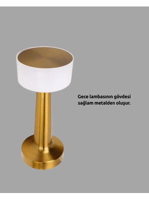İlkyaz Fashion Touch Gece Lambası – Dokunmatik Kontrol, Kablosuz Kullanım, Metal Gövde