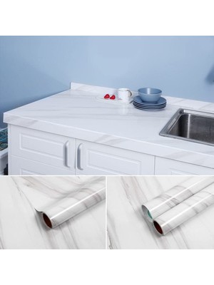 İlkyaz Fashion Açık Mermer Desenli Yapışkanlı Kaplama Kağıdı Büyük Boy 5 Metre