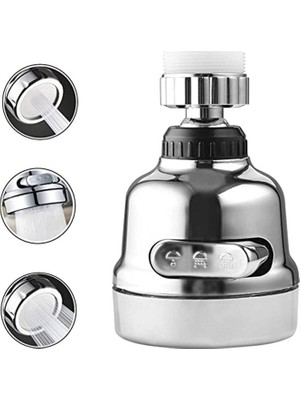 İlkyaz Fashion Krom 3 Fonksiyonlu Mutfak Lavabo Başlığı 360 Derece Döner Musluk Ucu