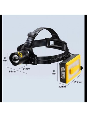 İlkyaz Fashion F.b.ı Pro F-3003 Alüminyum PM10-TG LED Type-C Powerbank ve Solar Şarjlı Kamp Kafa Feneri