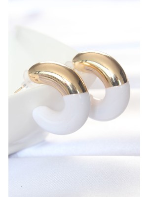 İsmiyle Al Ccb Beyaz Gold Çift Renk Küpe