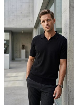 Erkek Polo Yaka Likralı Triko Tişört P-00020495