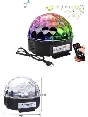 İlkyaz Fashion LED Işık Disko Topu Bluetooth Hoparlörlü USB Müzik Çalar Kumandalı