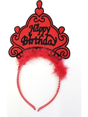 İlkyaz Fashion Happy Birthday Neon Kırmızı Renk Doğum Günü Tacı 24X15 cm