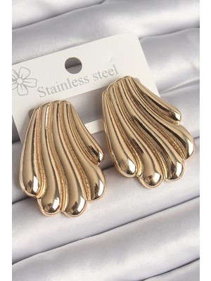 İlkyaz Fashion Pirinç Gold Renk Işlemeli Istirdye Model Kadın Küpe - TJ-BKP10262