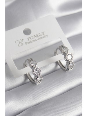 İlkyaz Fashion Pirinç Gold Renk Zirkon Taşlı Kalp Detay Kadın Küpe - TJ-BKP8357