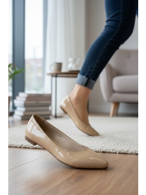 Enoch Kadın Nude Rugan Sivri Burun Zarif Klasik Babet