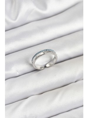 İlkyaz Fashion Pirinç Gümüş Renk Sıralı Zirkon Taşlı Kutup Yıldızı Model Kadın Yüzük - TJ-BYK3837