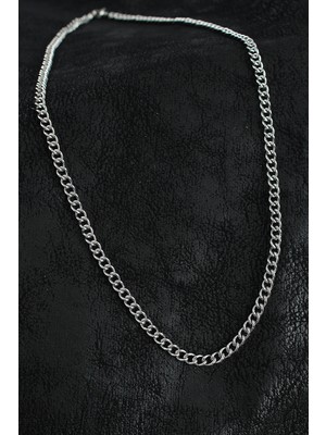İlkyaz Fashion 316L Çelik Klasik Oval Zincir Model Gümüş Renk Erkek Kolye - TJ-ERK1390