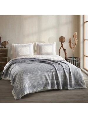 Clasy Çift Kişilik %100 Pamuk Müslin Yatak Örtüsü Seti Nomada 250 x 230 Antrasit