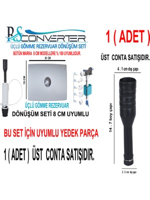 Rsconverter Üçlü Dönüşüm Seti 8 cm Iç Takım Boşaltma Üst Taşma Contası