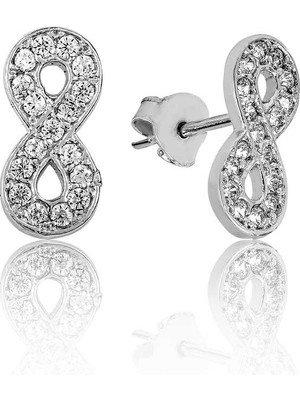 İlkyaz Fashion 925 Ayar Gümüş Sonsuzluk Çivili Küpe EA1160116 (72)