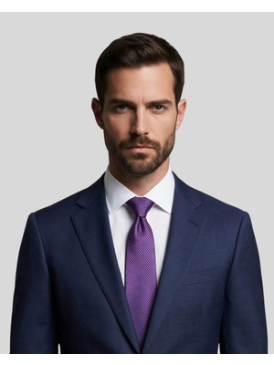 1001 Kravat Mor Desenli 7,5 cm Genişliğinde Ipek Kravat