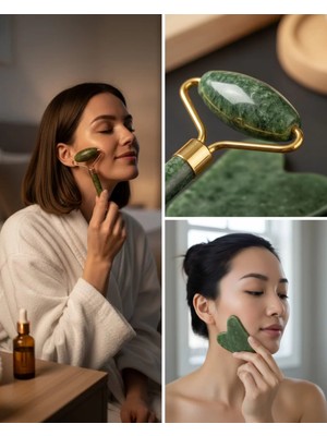 Store Mania Ieg™ Yüz Masaj Aleti Roller ve Gua Sha 2li Set