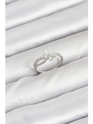 İlkyaz Fashion Pirinç Gümüş Renk Zirkon Taşlı Kadın Yüzük - TJ-BYK3855