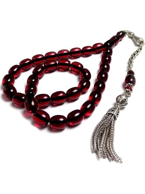 Tesbih Rüyası Bafon Tasarımlı Kırmızı Renk Sıkma Kehribarı