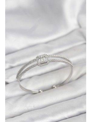 İsmiyle Al Pirinç Gümüş Renk Baget Model Kadın Bileklik