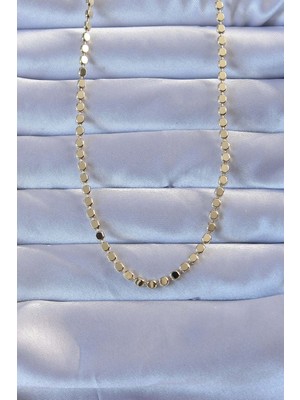 İlkyaz Fashion Pirinç Gold Renk Parçalı Ezme Kolye - TJ-BKO9272