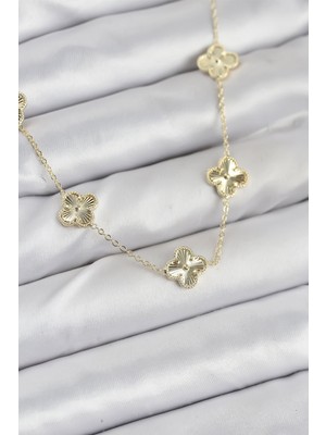 İlkyaz Fashion Pirinç Gold Renk Yonca Kadın Kolye - TJ-BKO10561