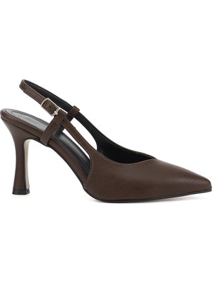 GÖNDERİ Kadın Kahverengi  Ince Topuklu Arkası Açık Ayakkabı