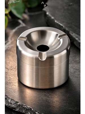 Liground Masaüstü & Araç Içi Kapaklı Silver Küllük Koku Hapsetme Özelliği Metal Araba Küllüğü Masaüstü Küllük