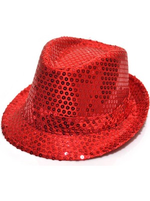 İlkyaz Fashion Payetli Çocuk Şapkası Kırmızı Renk