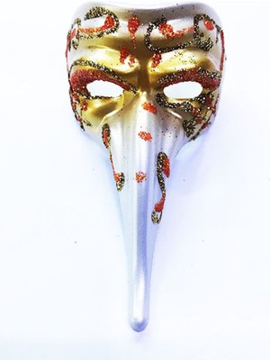 İlkyaz Fashion Turuncu Renk Işlemeli Seramik Malzemeden Imal Venedik Uzun Maske Magnet