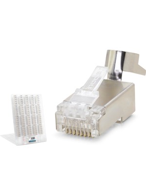 İlkyaz Fashion Cat7 Ez RJ45 Metal A Kalite Konnektör 100 Adet Plastik Kutu - Silver ND2426