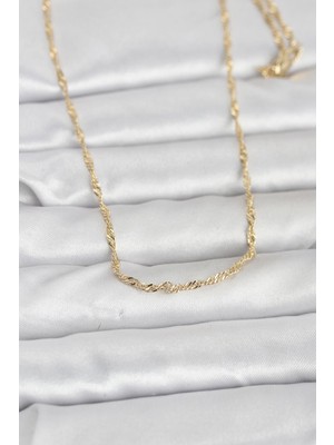 İsmiyle Al cm 14K Gold Renk Burgu Zincirli 60 cm Kadın Kolye