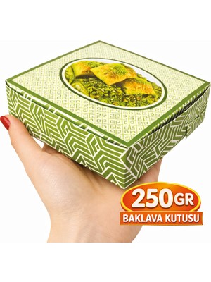PackMai 200 Adet Baklava Kutusu 250GR Pastane-Tatlıcı-Kuşe Karton Sedefli Kutu 12,5X12,5X4