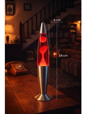 Biton Toptan Retro Lav Lambası 34,5 cm – Kırmızı Atmosfer Işığı, Dekoratif Gece Lambası, Konsept Lamba Aydınlatma