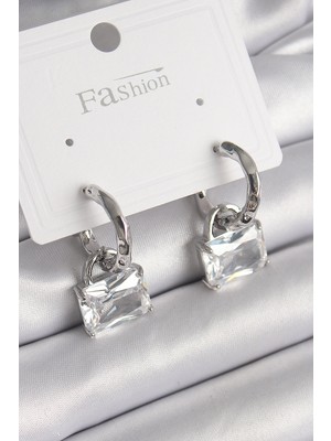 İlkyaz Fashion Pirinç Gümüş Renk Sallantı Zirkon Taşlı Çanta Model Kadın Küpe - TJ-BKP9769