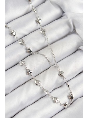 İlkyaz Fashion Pirinç Zirkon Taşlı Kalp Model Gümüş Renk Y Kolye - TJ-BKO10456