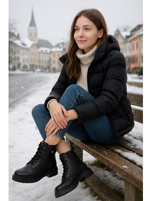 ich1one Ysalaema Kadın Bağcıklı Fermuarlı Günlük Postal Bot 001202 Cilt ICH-001202