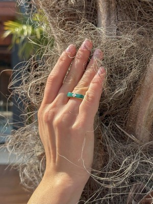 Ekinci Kuyumculuk Luce Verde Tasarım 14 Ayar Altın Yüzük 18