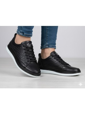 Voyager M012 Içi Dışı Hakiki Deri Çok Rahat Günlük Erkek Ayakkabı Siyah