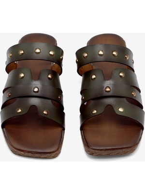 Tonny Black Kadın Yeşil Termo Taban Düz Toka Detaylı Terlik