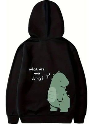 Munn Collection Sevgililer Günü Özel Unisex Kapüşonlu Baskılı Oversize Sweatshirt - Siyah