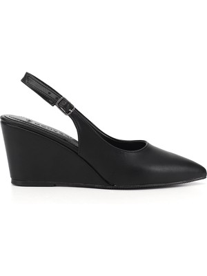 Gönderi(r) Kadın Siyah  Dolgu Topuklu Arkası Açık Ayakkabı