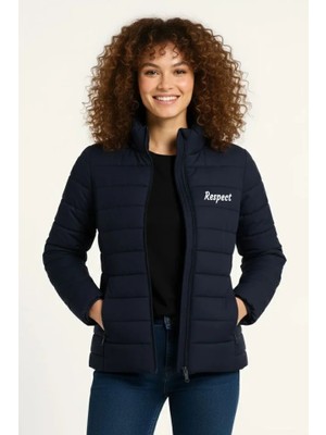 Ulak Handmader Mikro Su Itici Kapitone Baskılı Astarlı Fermuarlı Bomber Mont - Lacivert