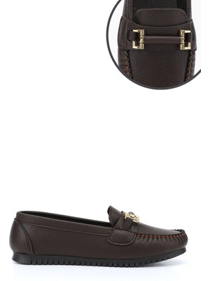 Gönderi(r) Kadın Kahverengi Düz Taban Tokalı Babet