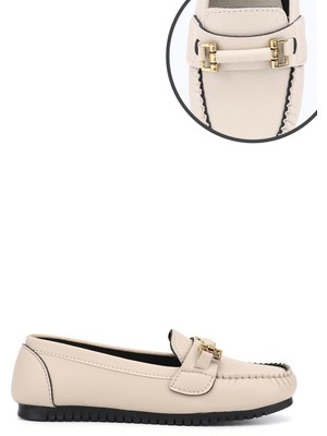 Gönderi(r) Kadın Bej Düz Taban Tokalı Babet